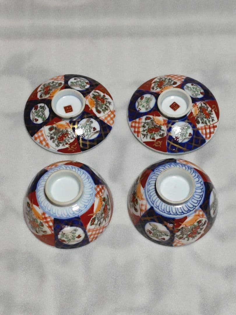 古伊万里　金彩色絵の蓋付き茶碗 丼 骨董品 煮物椀 和食器　染付