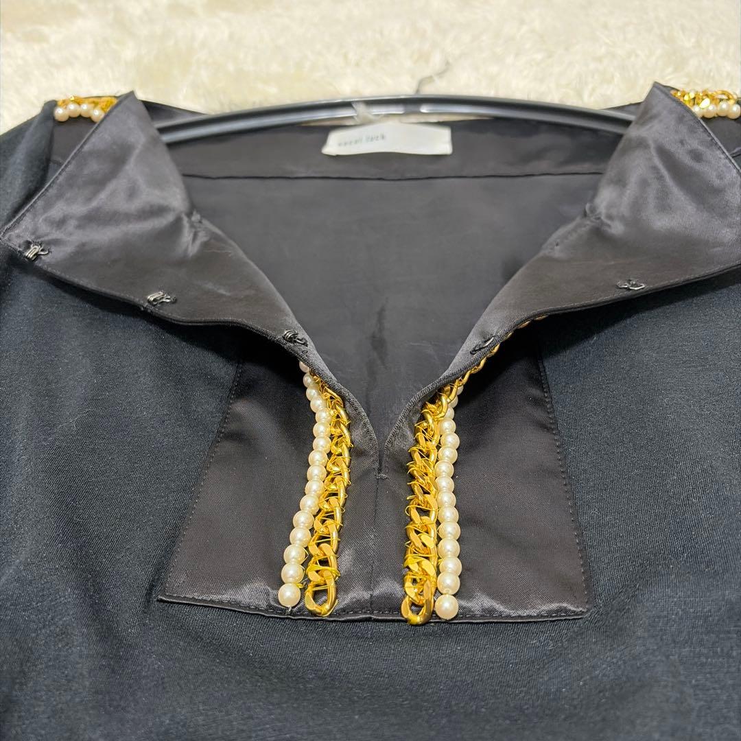 レア！sacai luck チェーン　パール　麻混　ワンピース　膝丈