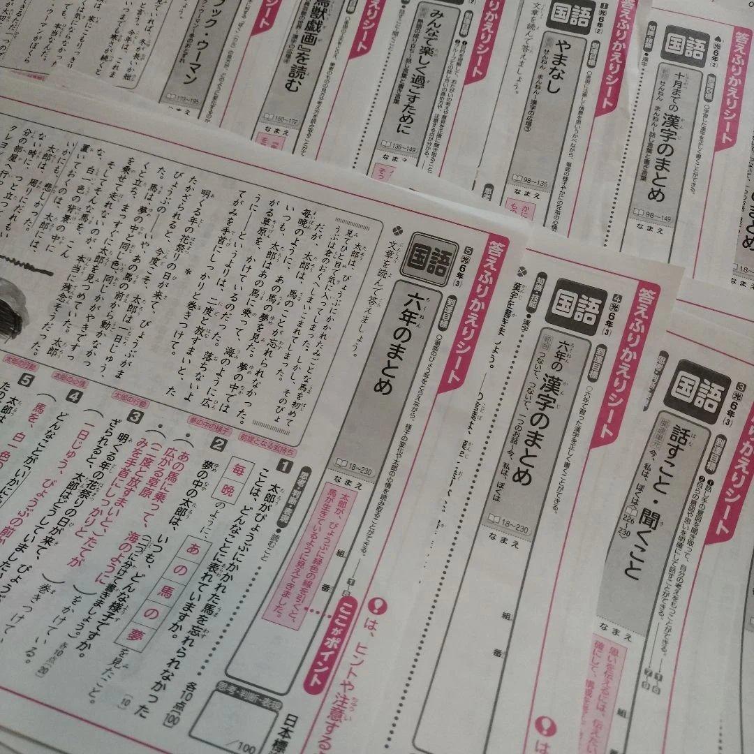小6　カラーテスト　答え振り返りシート　国語と算数