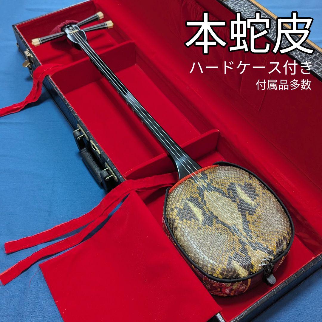 沖縄三線 本蛇皮強化張り 池武当新垣三線店 ハードケース付き 付属品多数