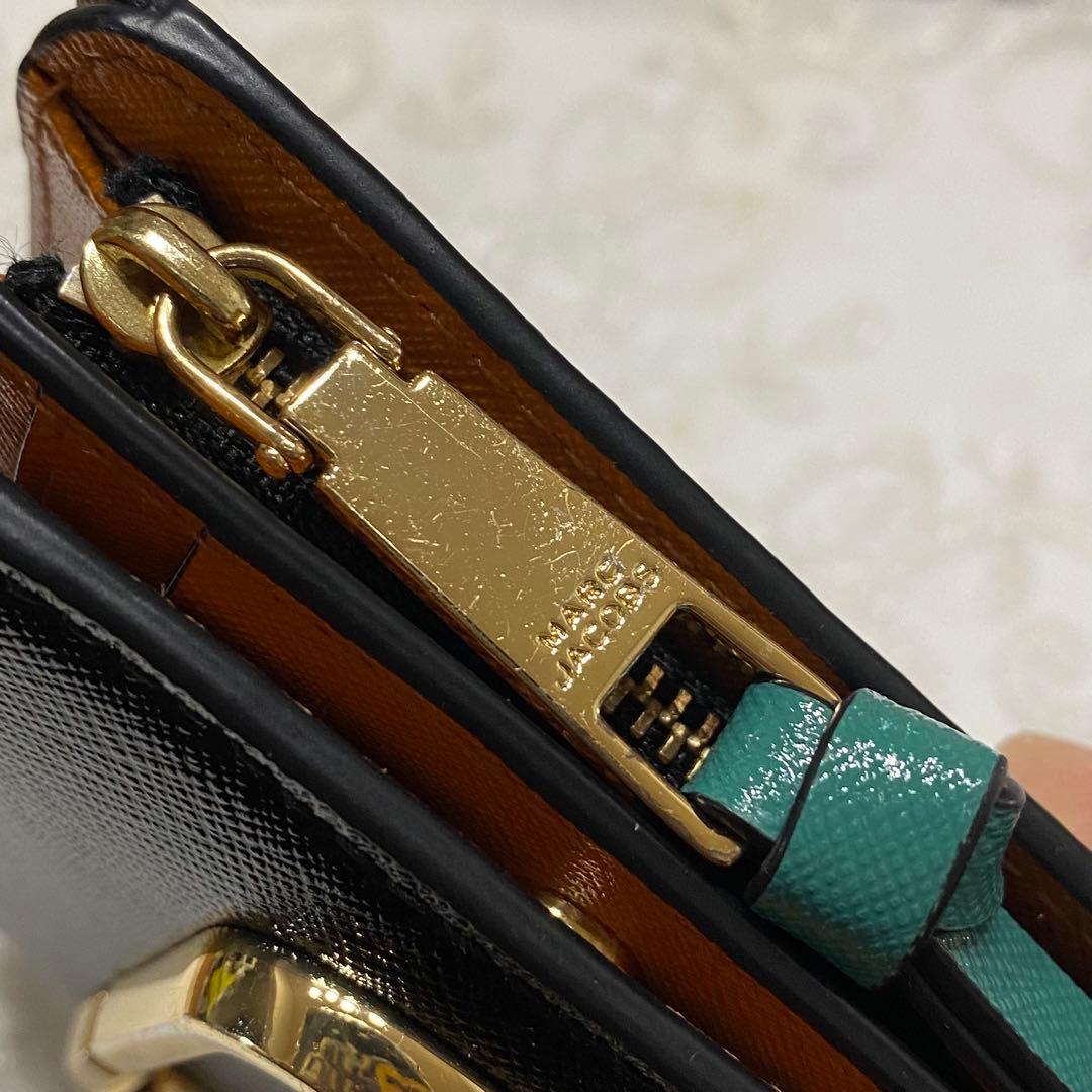 MARC JACOBS 二つ折り財布 ブラック ホワイト 合成皮革