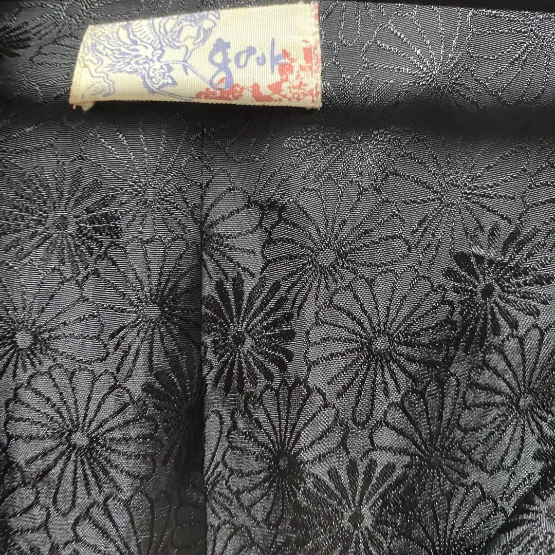 gouk 雅　着物風 振袖 ジャケット　長袖　桜　和風　レース　ちりめん　黒