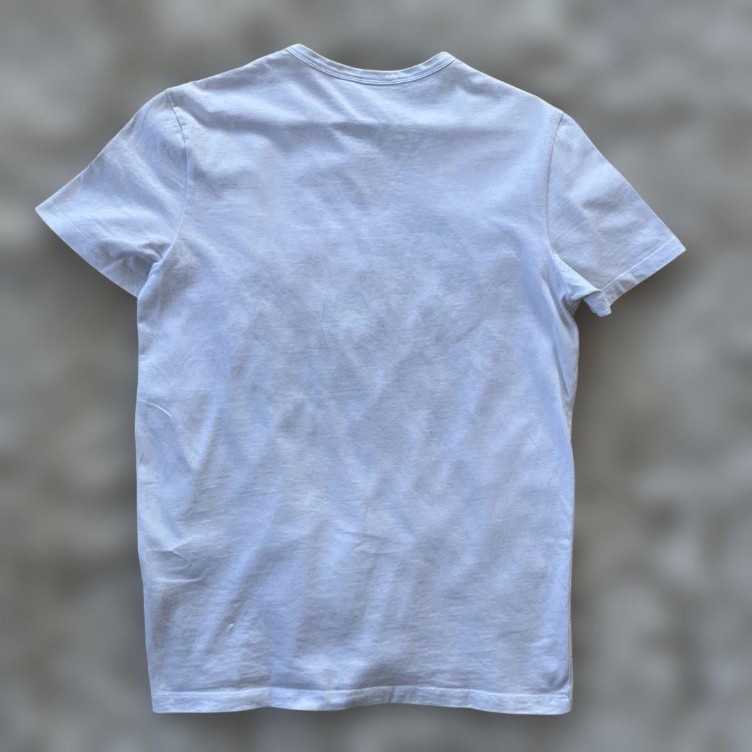 モンクレールMONCLER 白Ｔシャツ 紺、赤刺繍　メンズS