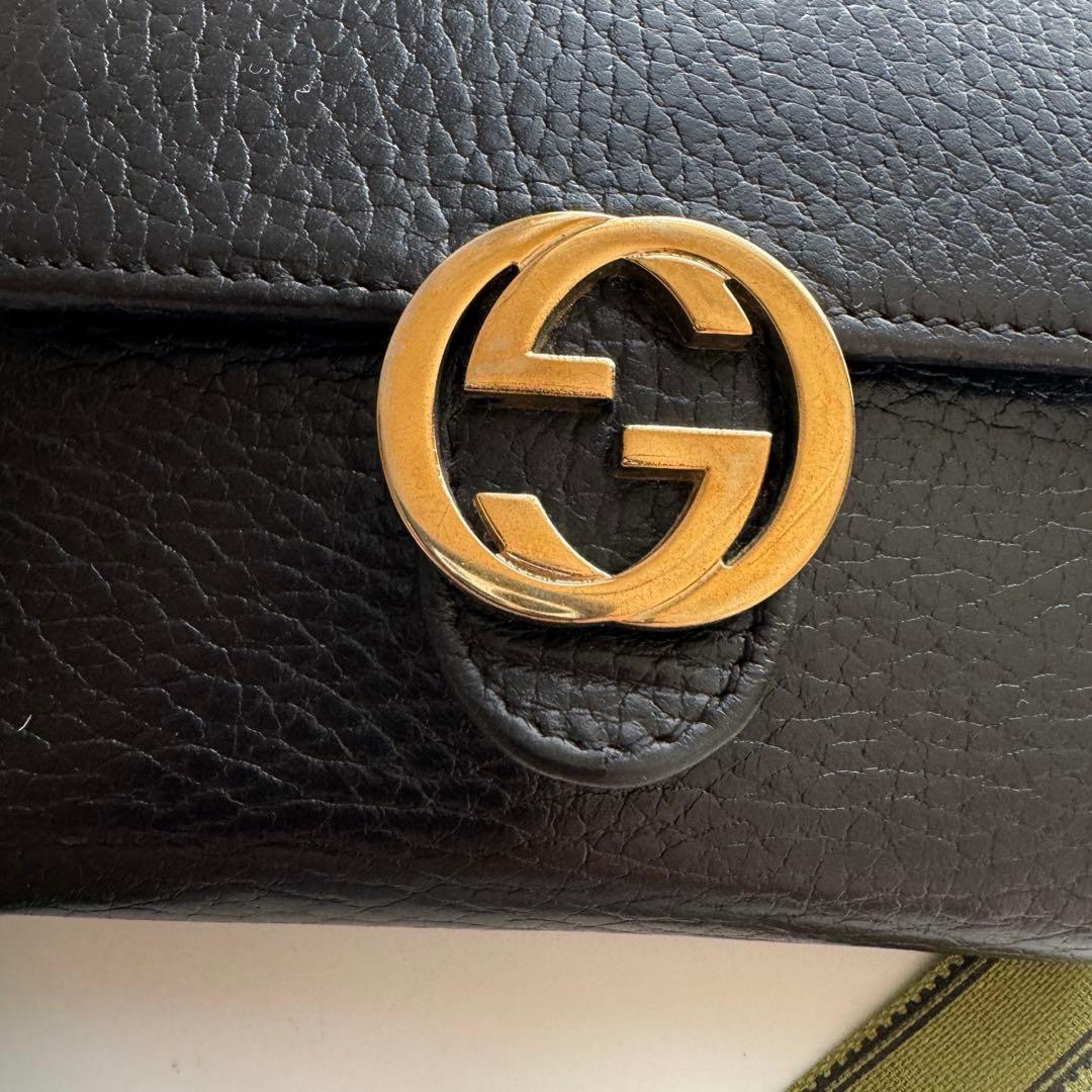 【美品】 356 GUCCI グッチ インターロッキング 2つ折り 財布