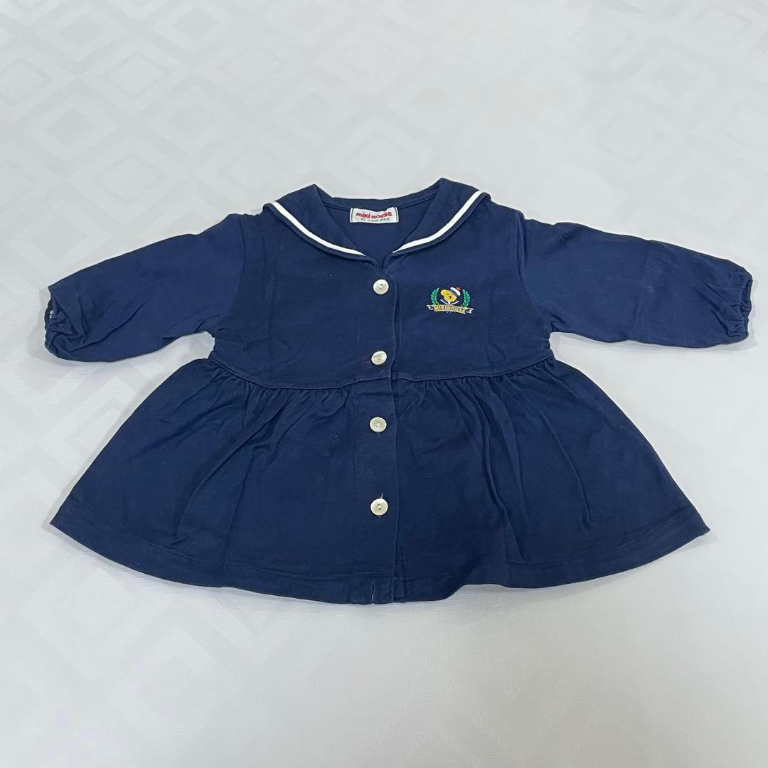 【美品】ミキハウス セーラーワンピース 長袖シャツ オーバーオール 90サイズ