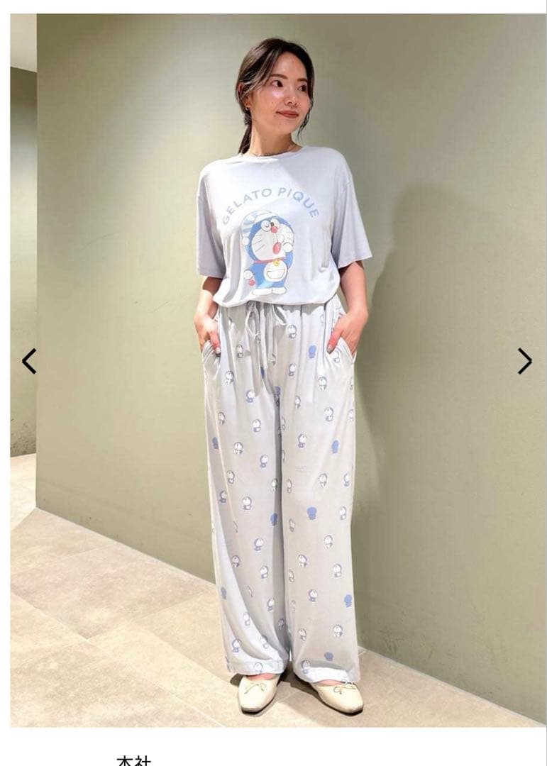 新品★ジェラートピケ ドラえもん ワンポイントTシャツ＆総柄ロングパンツセットM