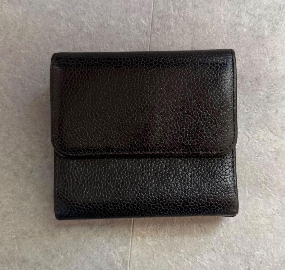 CHANEL コンパクトウォレット キャビアスキンWホック✨安心ブランドShop