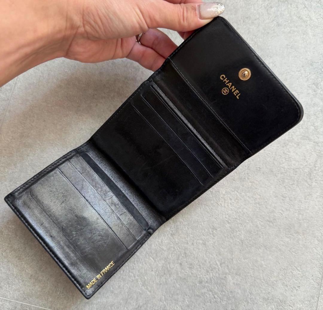 CHANEL コンパクトウォレット キャビアスキンWホック✨安心ブランドShop