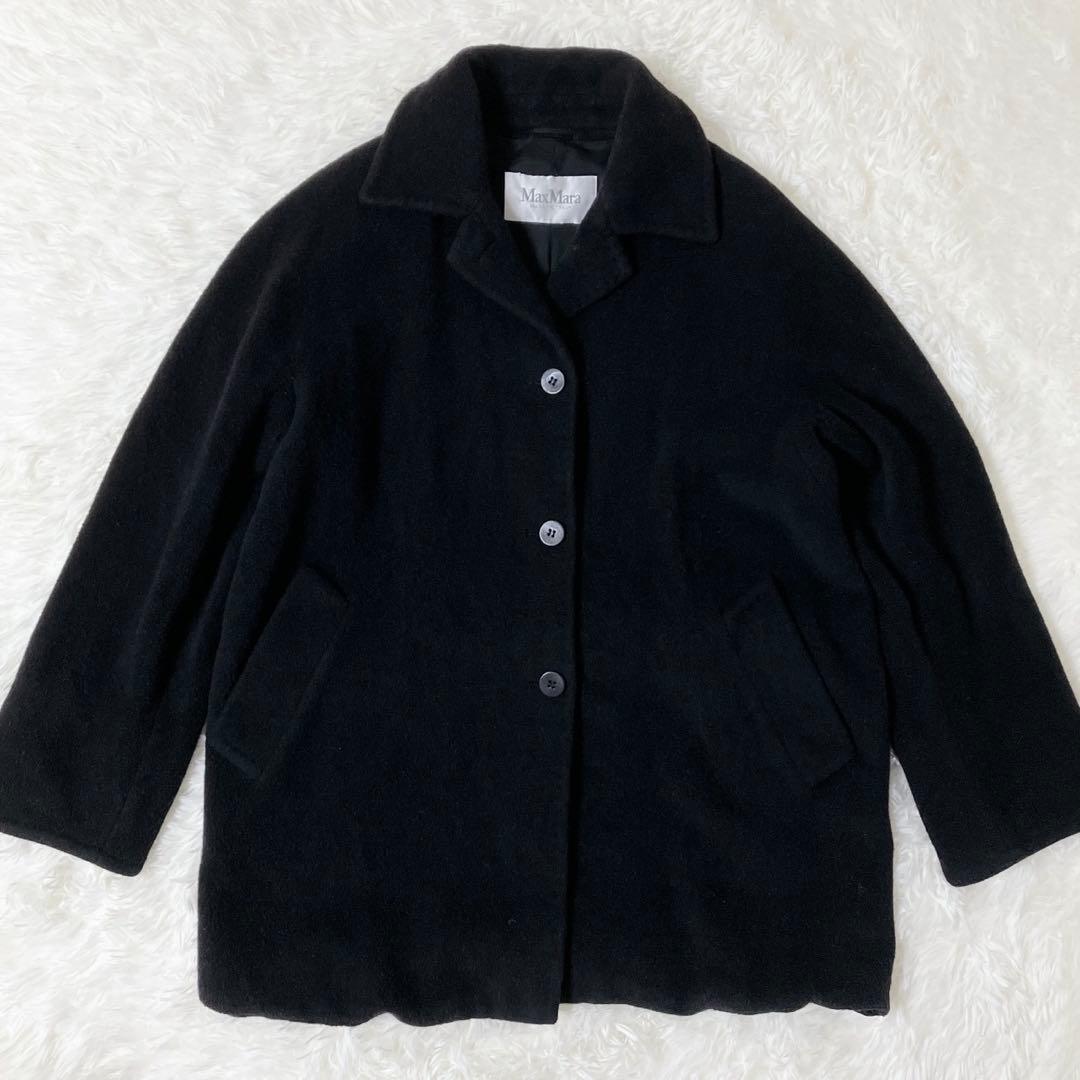 ✨美品✨ マックスマーラ 白タグ カシミヤ混　チェスターコート ロング 黒 L