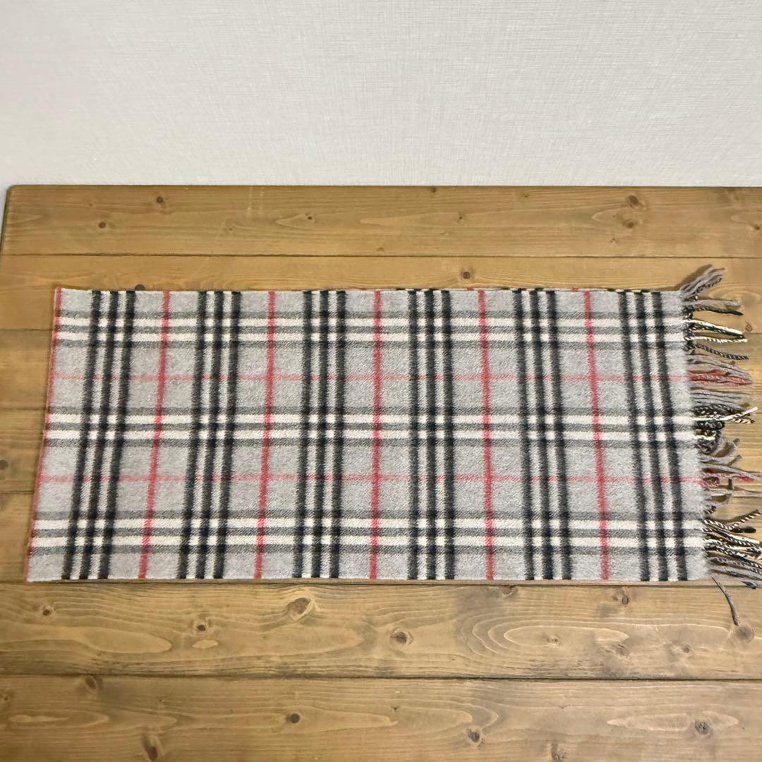 【美品】BURBERRY マフラー カシミヤ100% グレー