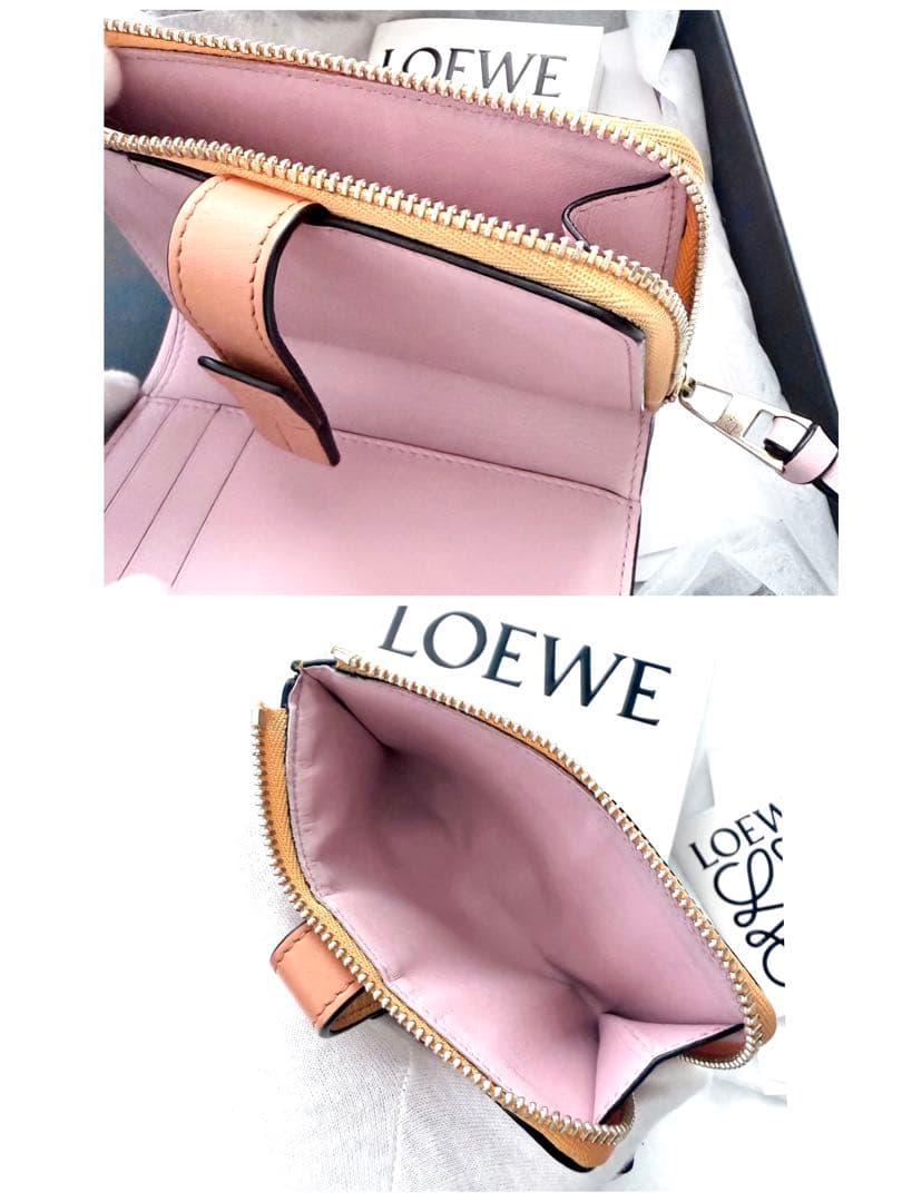 美品✨希少LOEWE ロエベ　財布 アナグラム 2つ折り財布 レザー オレンジ