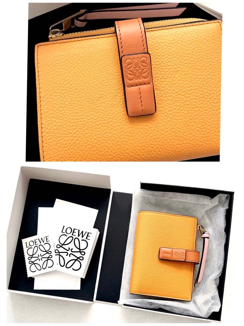 美品✨希少LOEWE ロエベ　財布 アナグラム 2つ折り財布 レザー オレンジ