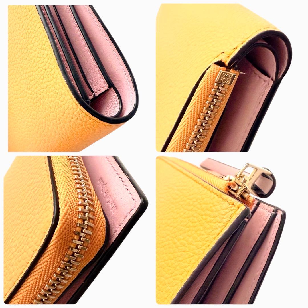 美品✨希少LOEWE ロエベ　財布 アナグラム 2つ折り財布 レザー オレンジ