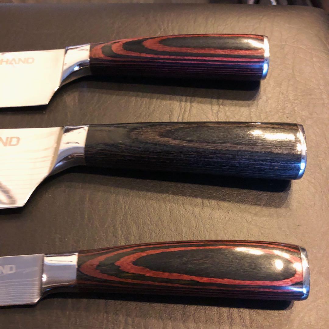 新品　高級三徳包丁　シェフナイフ　ダマスカス　包丁　フルーツナイフ　３本セット