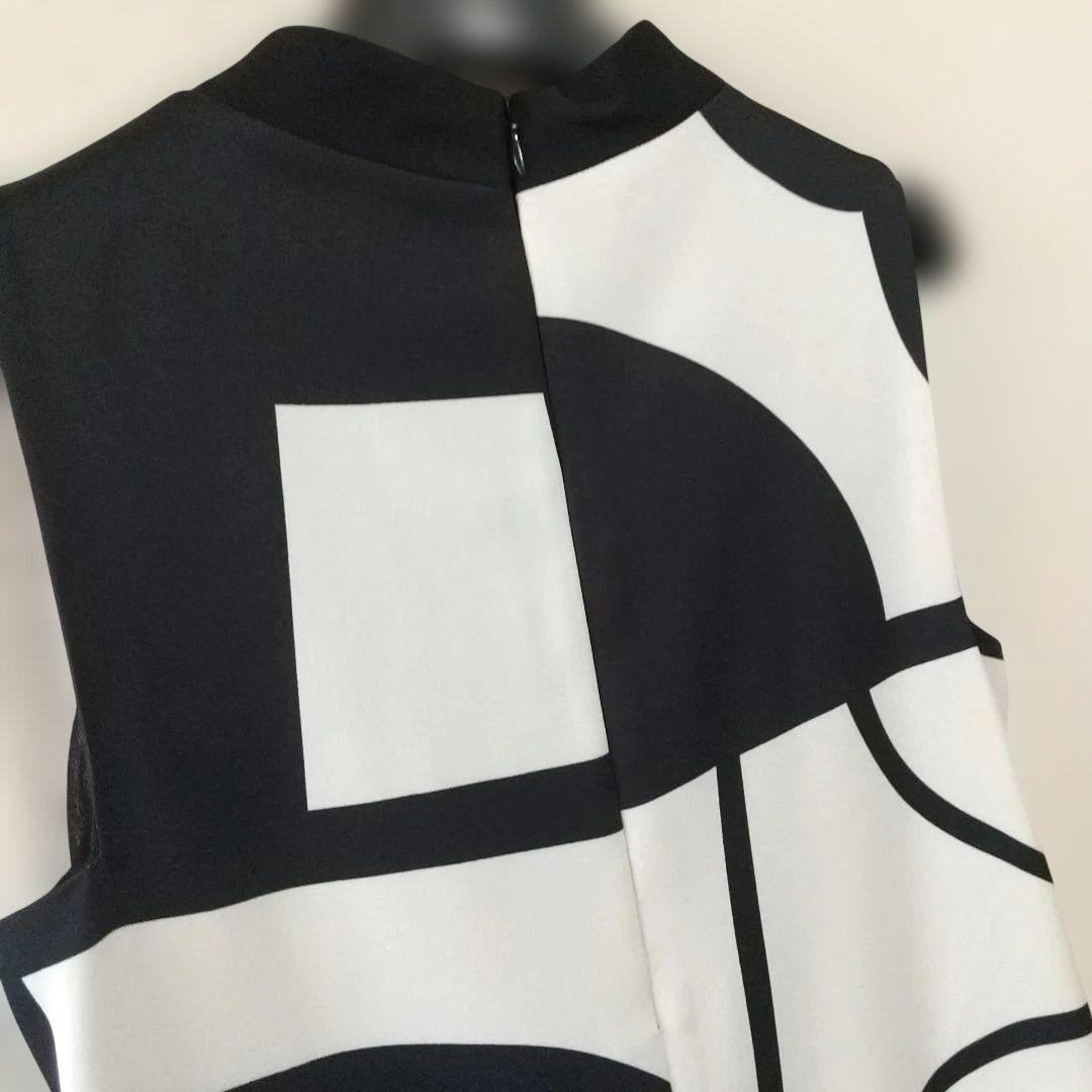 美品 Marella ノースリーブスタンドカラー ワンピース 幾何学模様