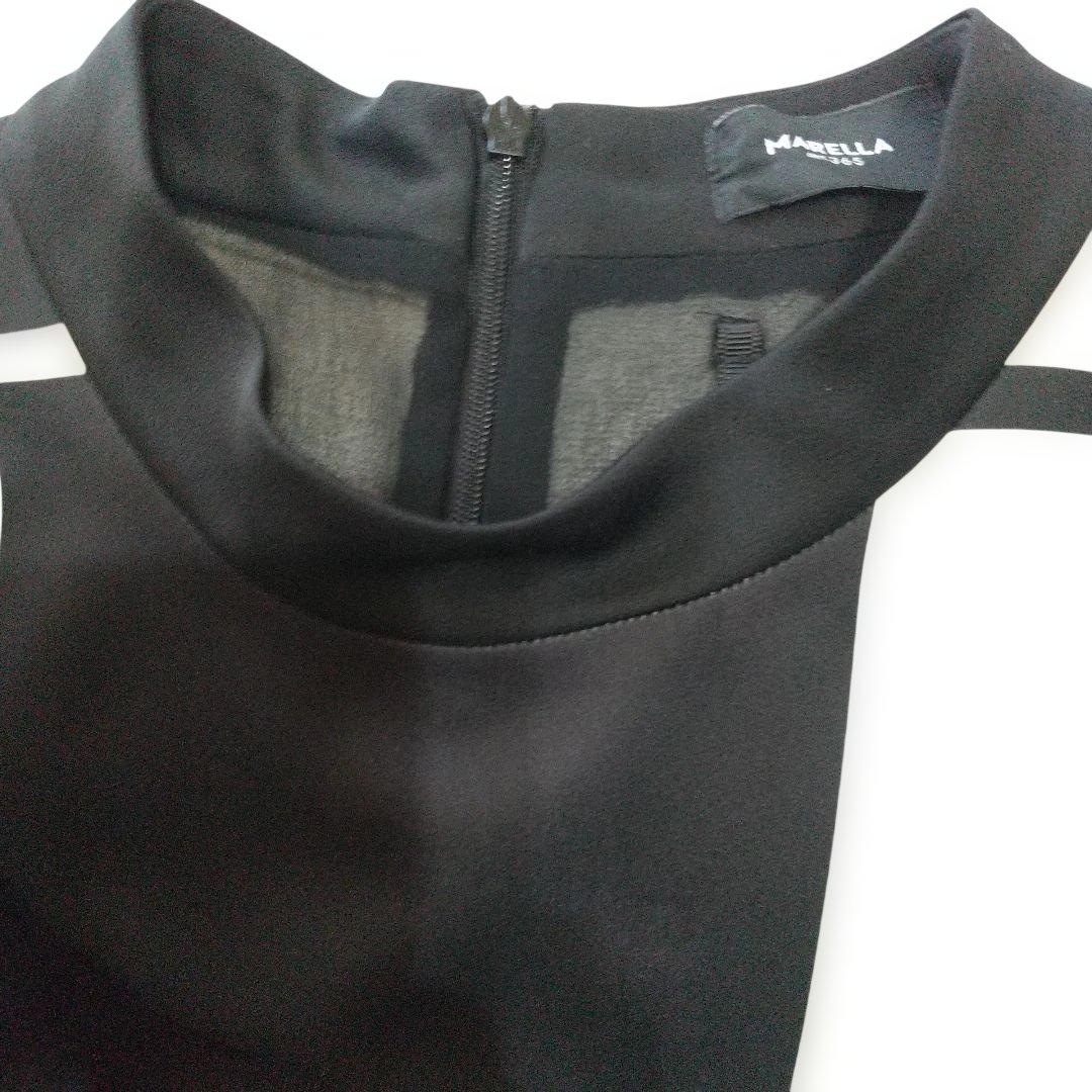 美品 Marella ノースリーブスタンドカラー ワンピース 幾何学模様