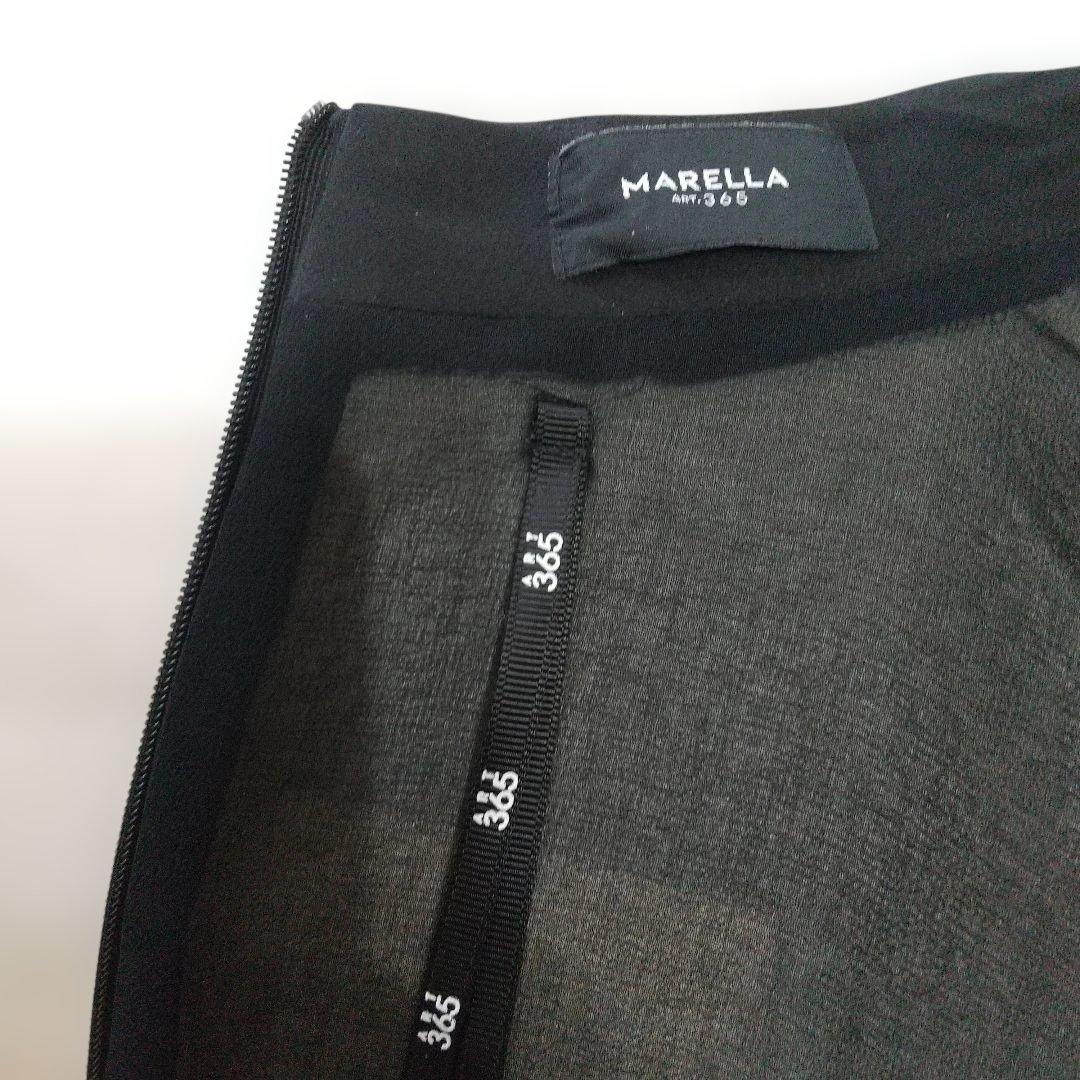 美品 Marella ノースリーブスタンドカラー ワンピース 幾何学模様