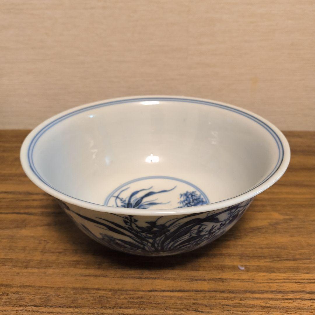 染付 山水図 大碗 青花 手描き 中国美術 アンティーク