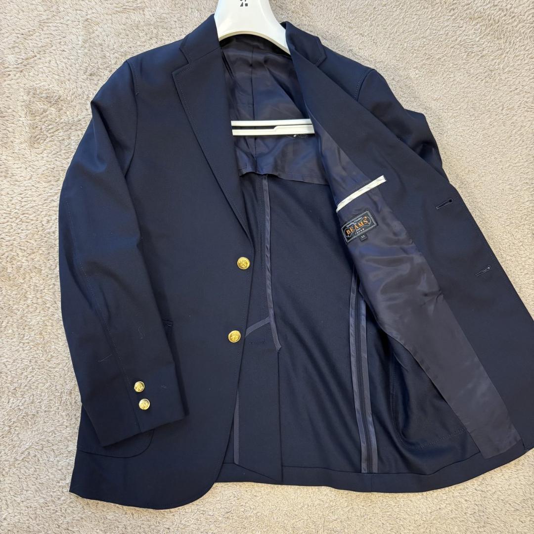 BEAMS PLUS 紺ブレ 金ボタン ウール 3ボタン ジャケット XS 紺