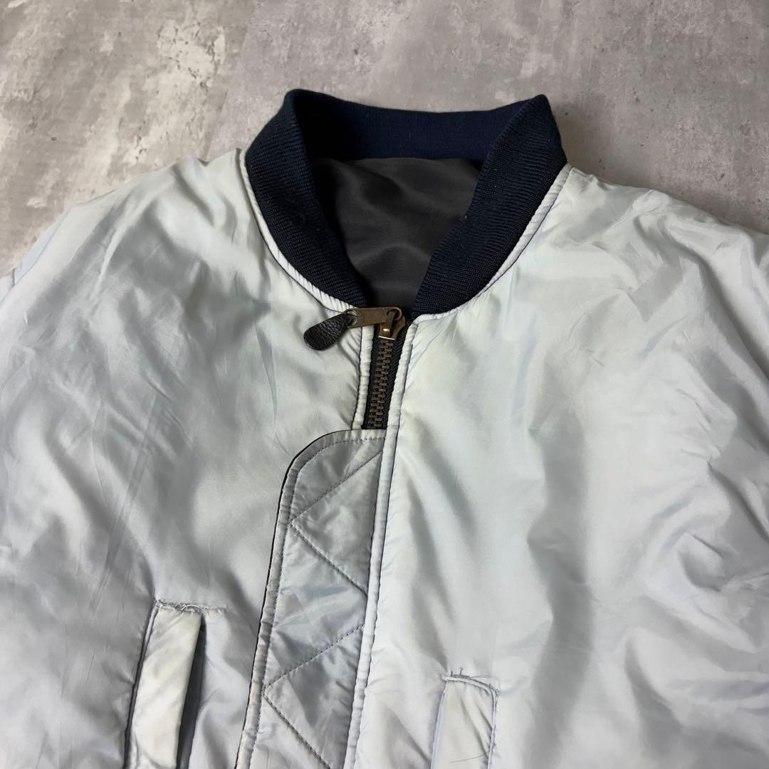 90s U.S. MILITARY 中綿 MA-1 フライトジャケット 黒 水色