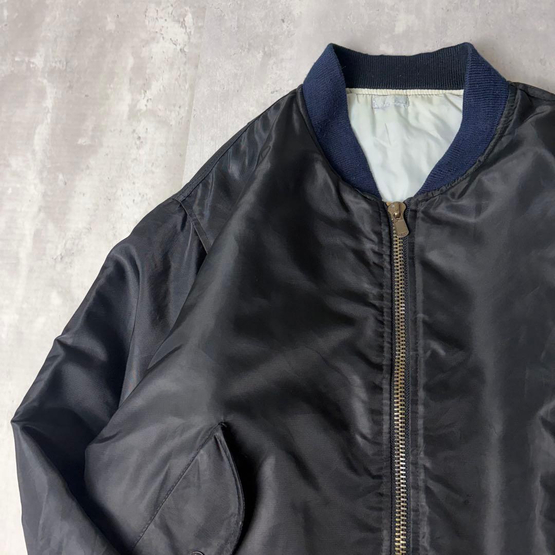 90s U.S. MILITARY 中綿 MA-1 フライトジャケット 黒 水色