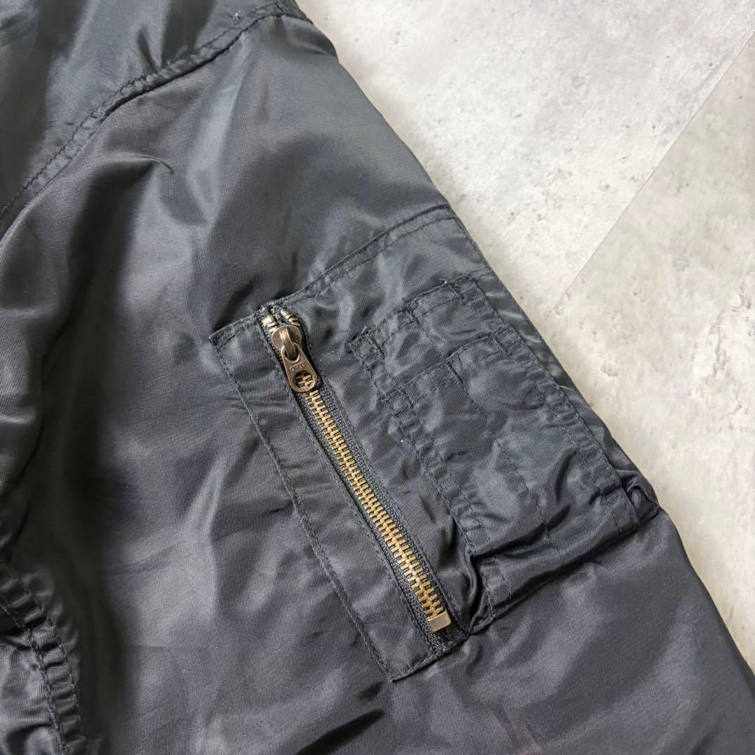 90s U.S. MILITARY 中綿 MA-1 フライトジャケット 黒 水色