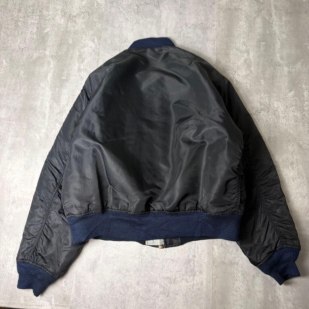 90s U.S. MILITARY 中綿 MA-1 フライトジャケット 黒 水色