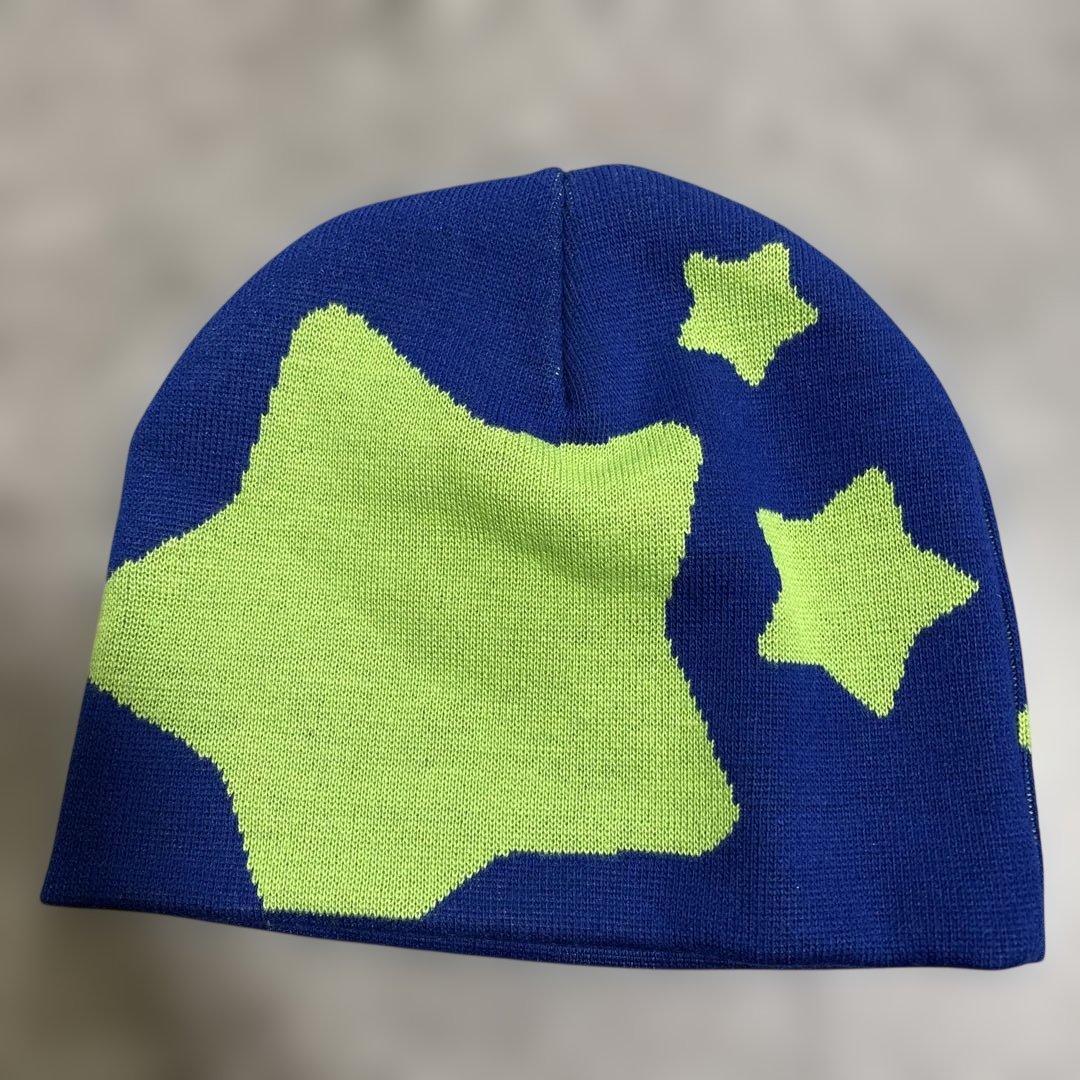 kwikie 青と緑の星柄 ニット帽　kwikie Beanie