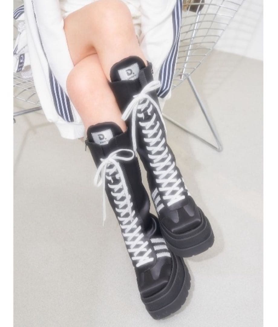 Darich レースアップスニーカーロングブーツ　BLK Mサイズ