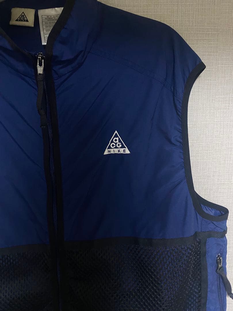 NIKE ACG ナイロンベスト ブルー メッシュポケット アウトドア