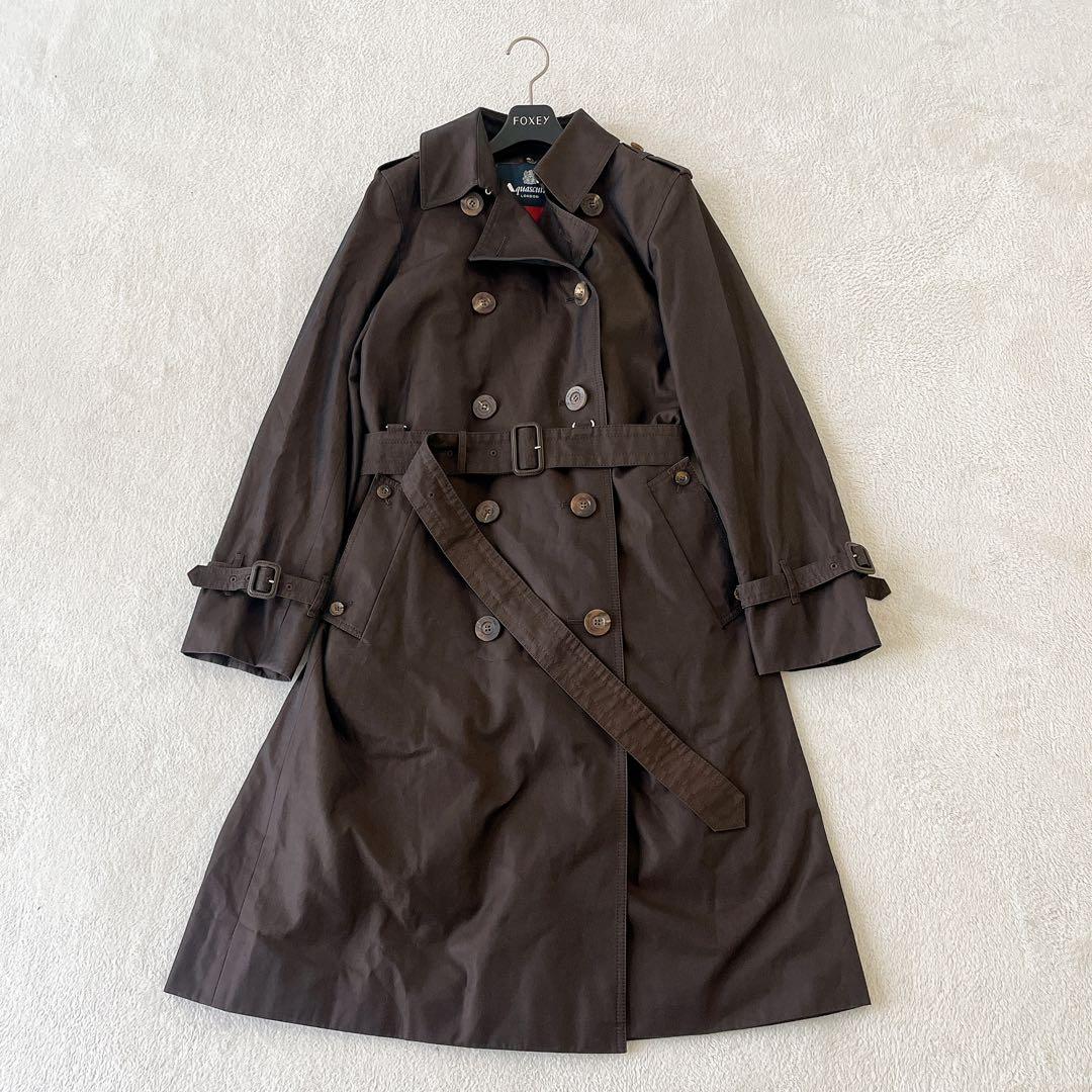 美品 Aquascutum ライナー トレンチコート 6F チェック ベルト 茶