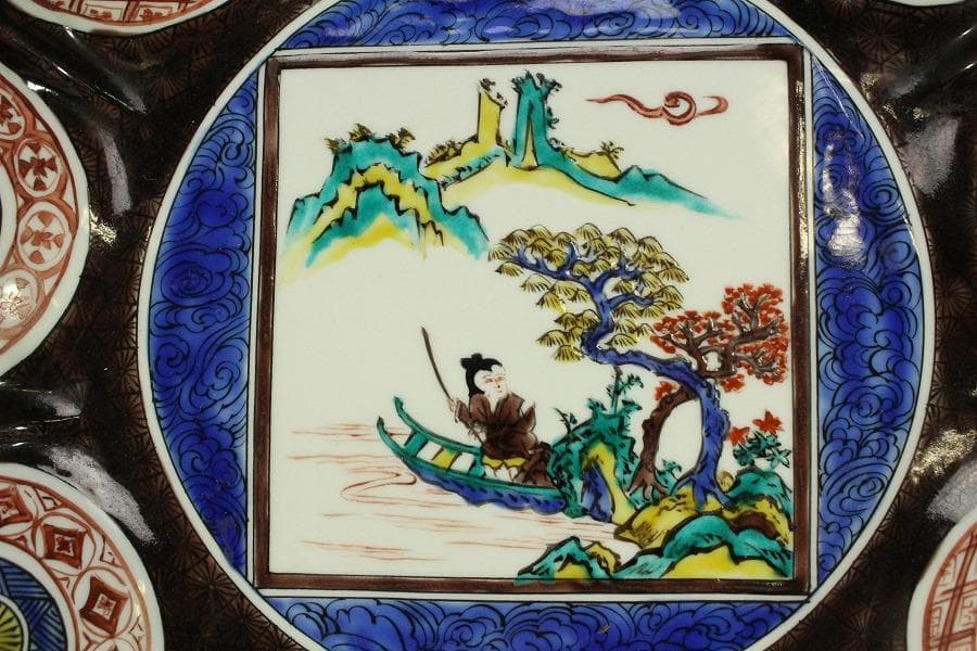 九谷焼 色絵皿 飾り皿(メ1047-1)