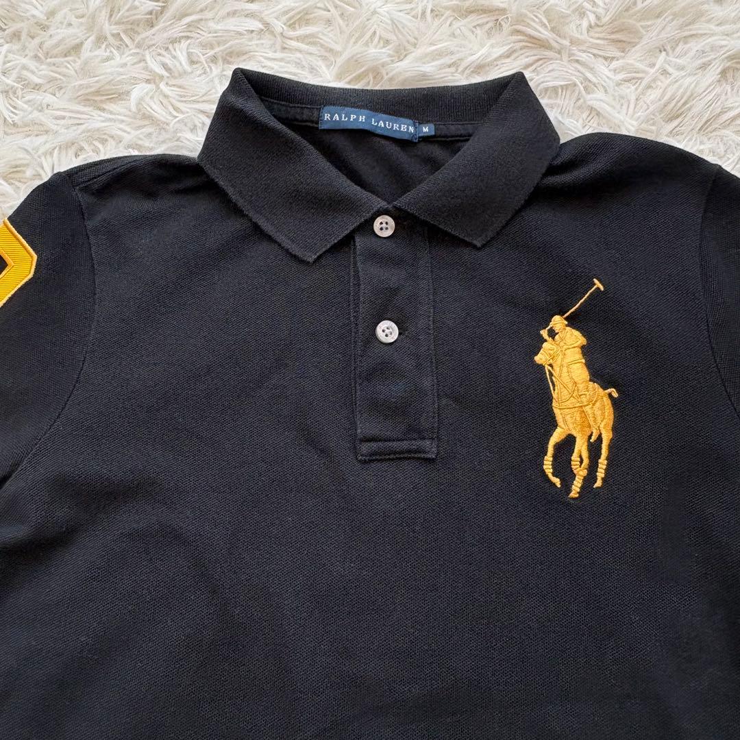 RALPH LAUREN ビッグホース ポロシャツ 背番号 金刺繍 ブラック M