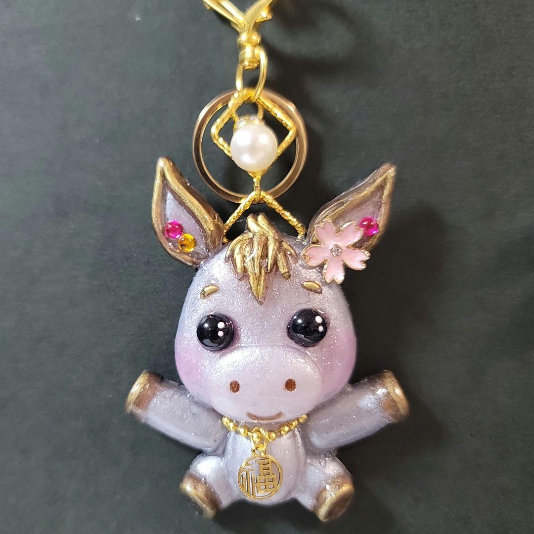プッチ様確認用 オルゴナイト キラキラ猫ちゃん 桜お馬さんキーホルダー