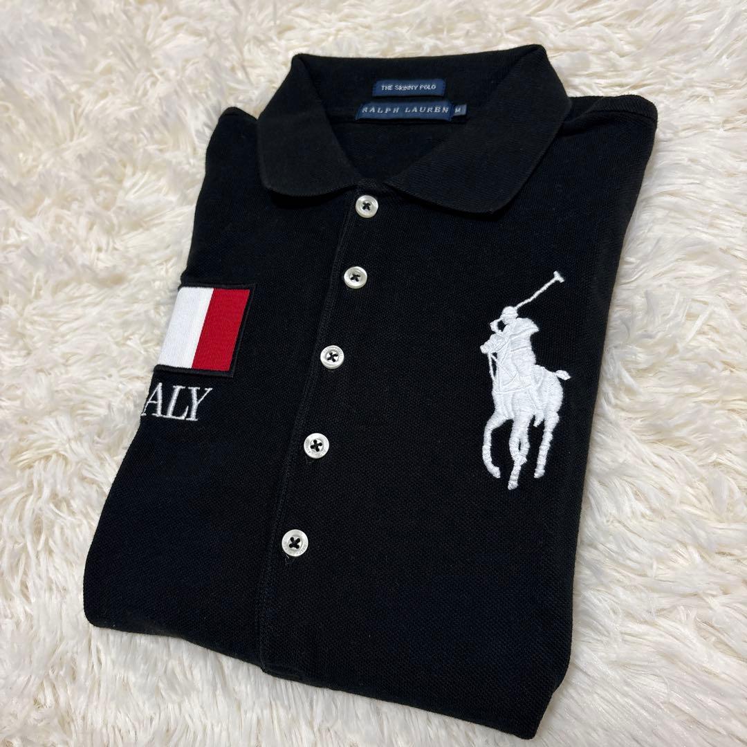 ▪️RALPH LAUREN スキニーポロ 黒　イタリア　ビッグポニー　定番