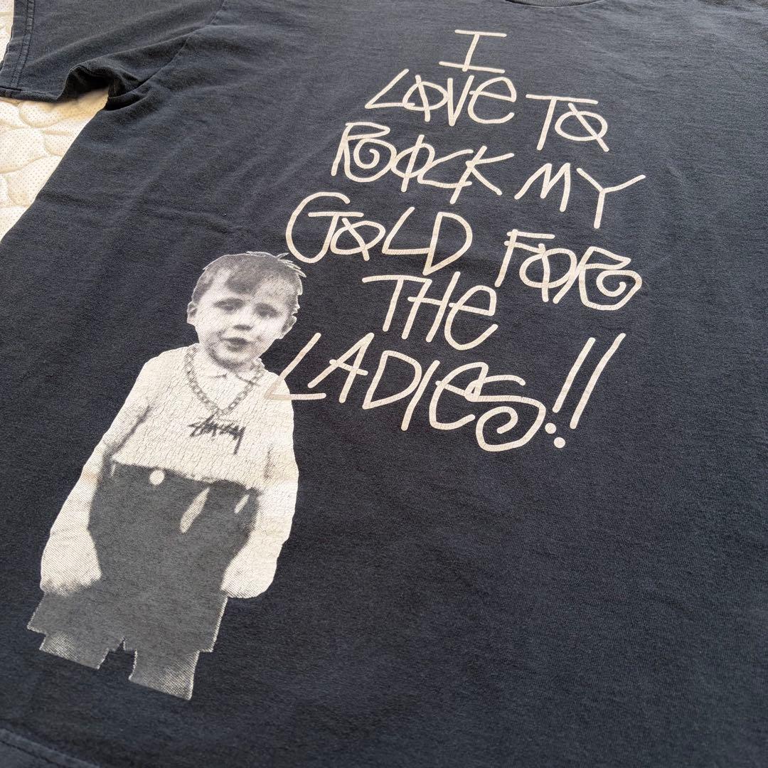 90s old stussy ショーンフォントロゴ Tシャツ ブラック Lサイズ