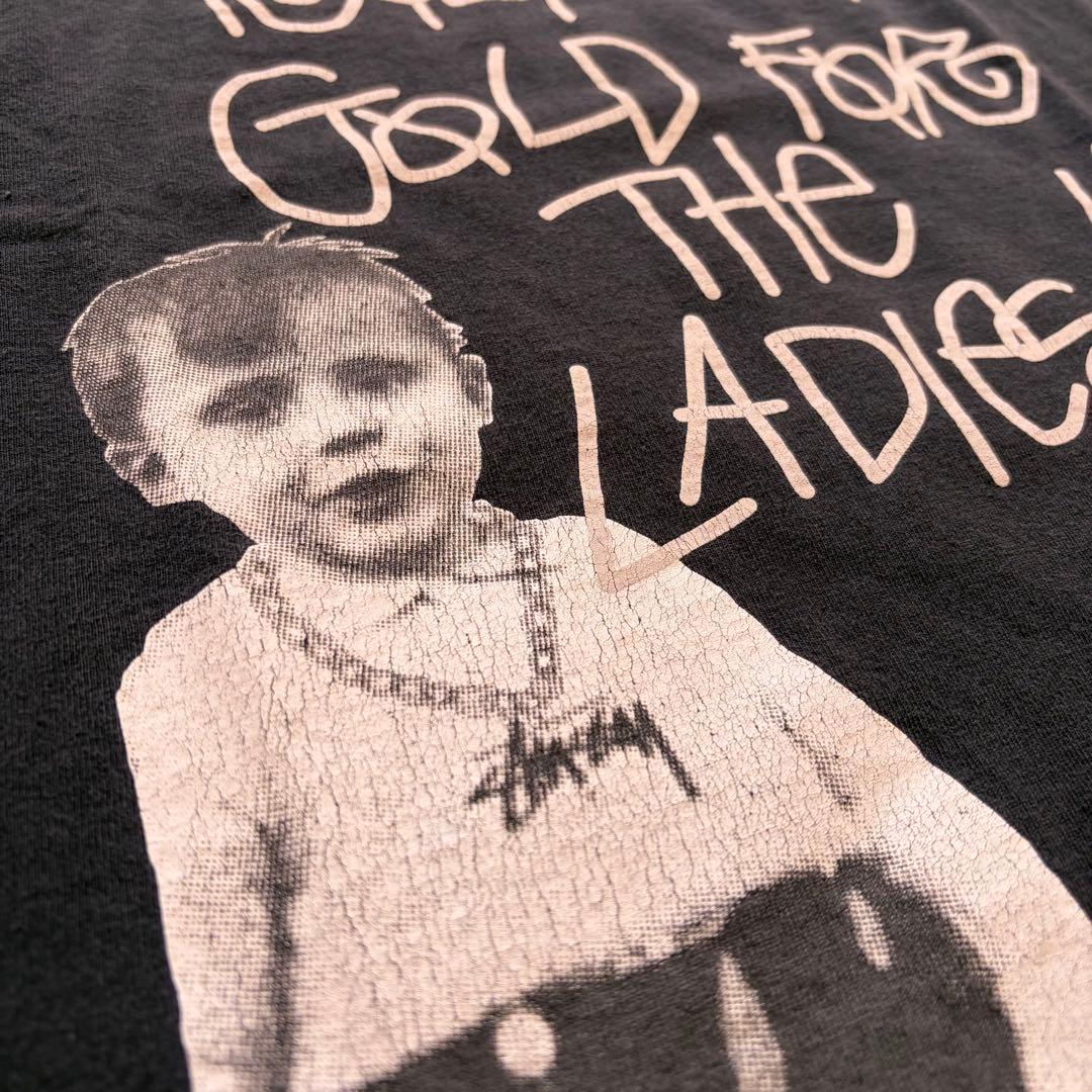 90s old stussy ショーンフォントロゴ Tシャツ ブラック Lサイズ