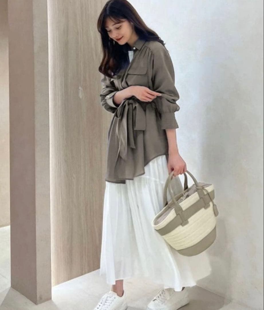 【新品タグ付き】 High-Waist Tiered Long Skirt