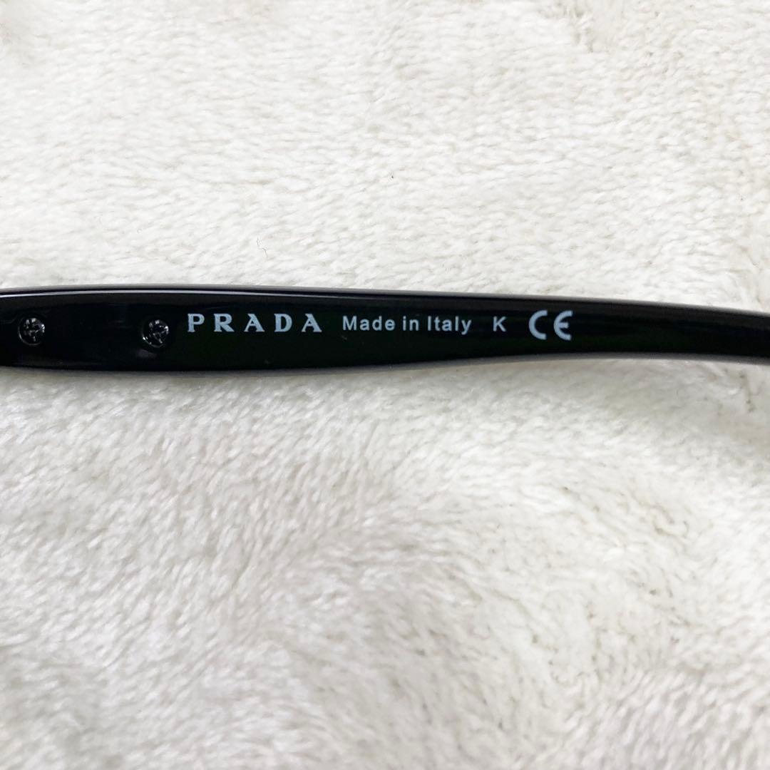 美品 PRADA SPR08O ロゴ エレガント ケース付き サングラス 黒