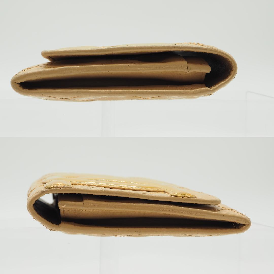 CHANEL カンボンライン ２つ折り財布 ミドル ベージュ×オレンジ