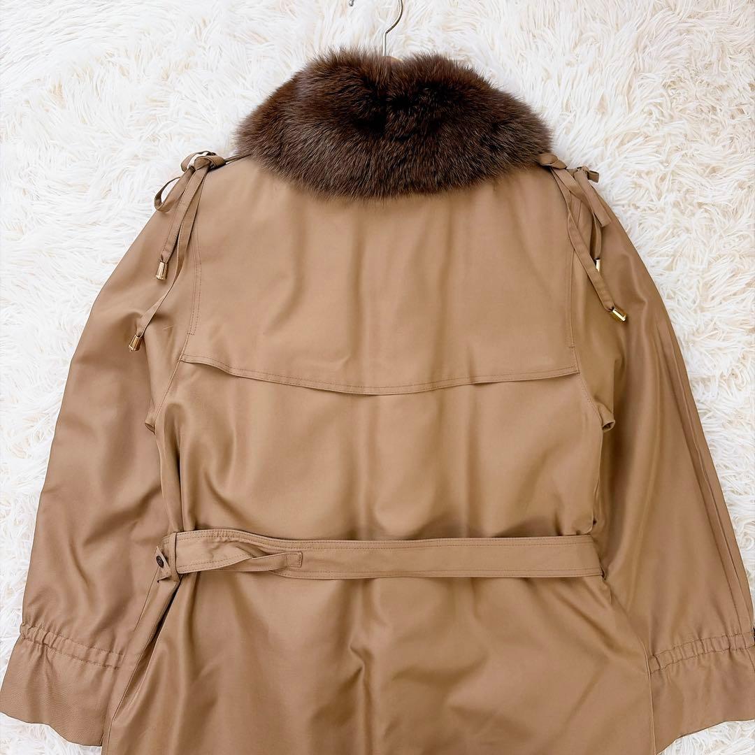 kanebo silk シルク100%プードルライナー付ファートレンチコート　L