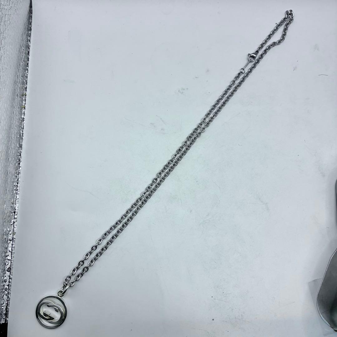 【美品】グッチ　インターロッキングG　サークル　ネックレス　シルバー