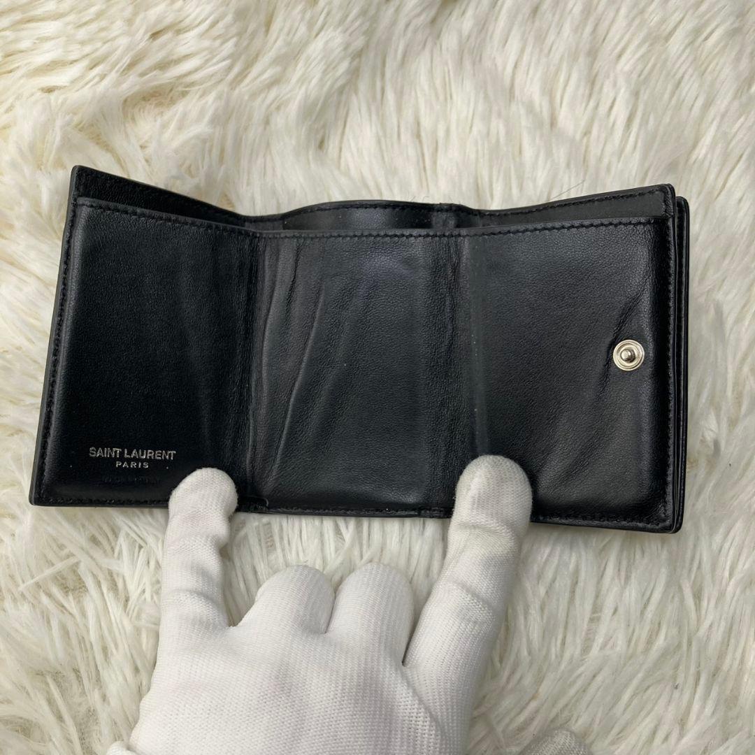 美品✨サンローランパリ 財布 ハート ステッチ 三つ折り財布