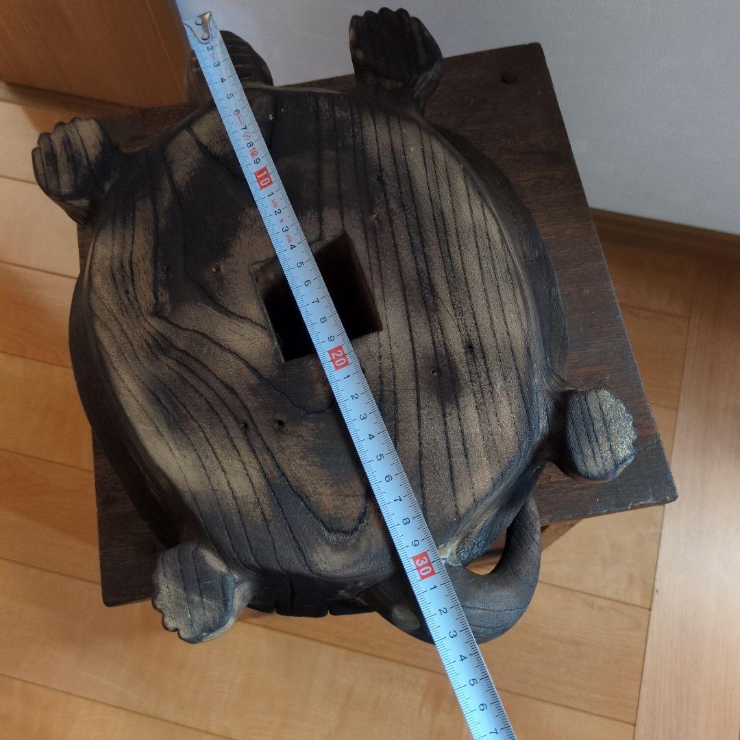 木製亀の彫刻 オブジェ