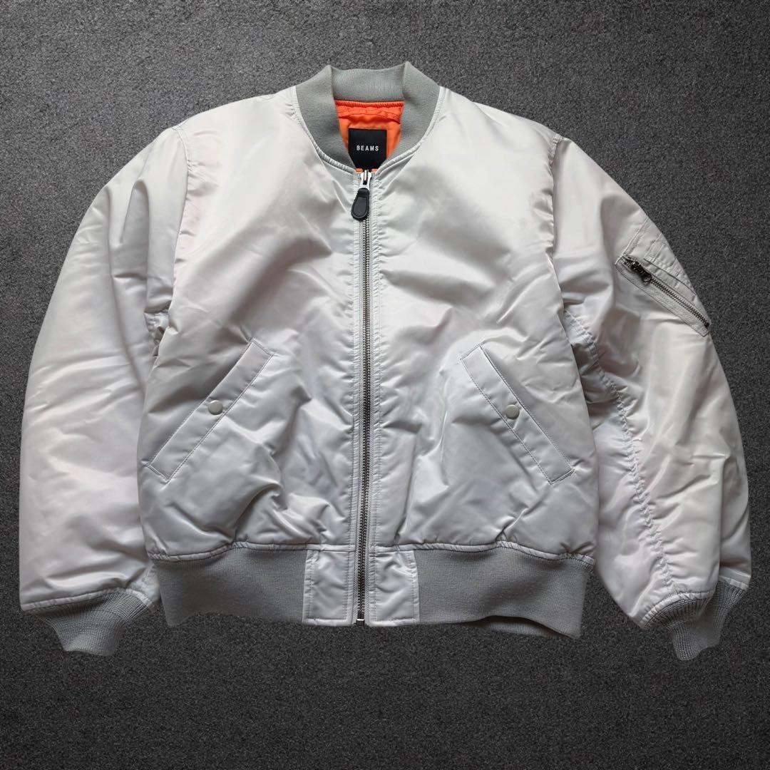 極美品M✨ BEAMS MA-1 リラックスフィット 中綿ジャケット シルバー