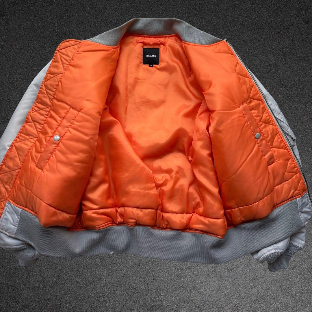 極美品M✨ BEAMS MA-1 リラックスフィット 中綿ジャケット シルバー