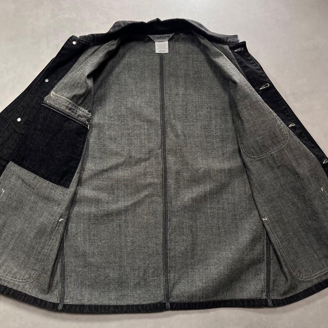 90s Carhartt 先染めブラック デニム ジャケット カバーオール 先染