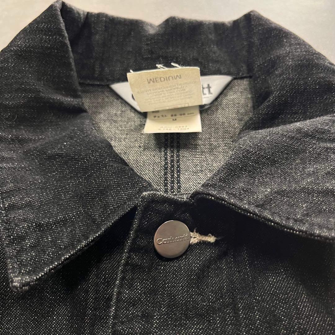 90s Carhartt 先染めブラック デニム ジャケット カバーオール 先染