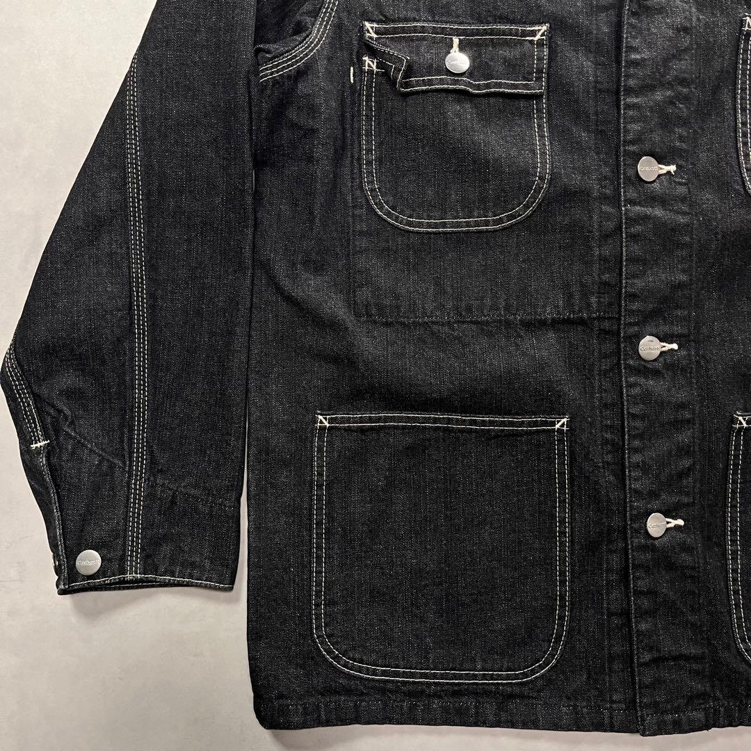 90s Carhartt 先染めブラック デニム ジャケット カバーオール 先染