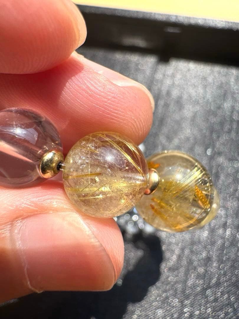 【AAAクラス】【14k】【破格】【ゴールドルチル】【染色無し本物】金運